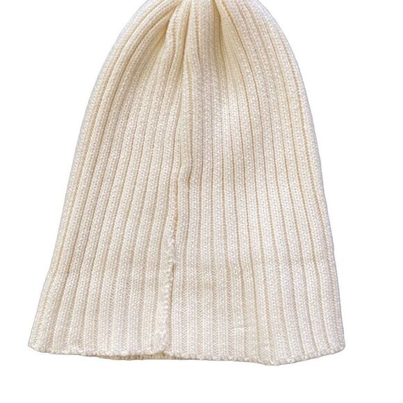 Collaboration Number 5 Cream Ribbed Knit Winter Beanie - Picture 1 of 5